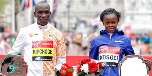 Eliud Kipchoge e Brigid Kosgei alla Maratona di Londra
