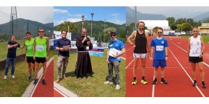 Da sinistra, il Presidentissimo Andrea Boroni ed alcuni dei protagonisti del paramiglio, al centro padre Welle