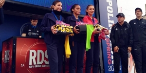 Premiazione femminile, sul podio da sinistra: Galimberti, Mattagliano e De Marco