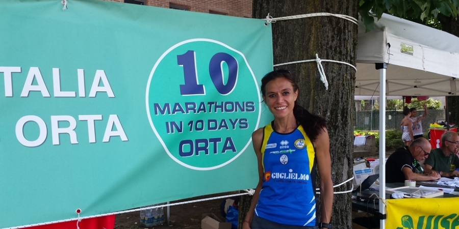 Daniela De Stefano dopo una vittoriosa 57 km, lago d&#039;Orta, agosto 2018