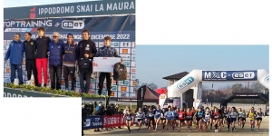 Da sinistra:  Marouan Razine (6° classificato), Yassin Bouih (5°),  Ferenc Soma Kovacs (4°), Giorgio Rondelli,  Mattia Padovani (3°), Samuel Medolago (2°),  Alex George (1°) - sotto la partenza della batteria femminile