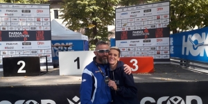 Marco Ferrari, vincitore della maratona, Chiara Bonassi, seconda nella Venti4, insieme nello sport e nella vita