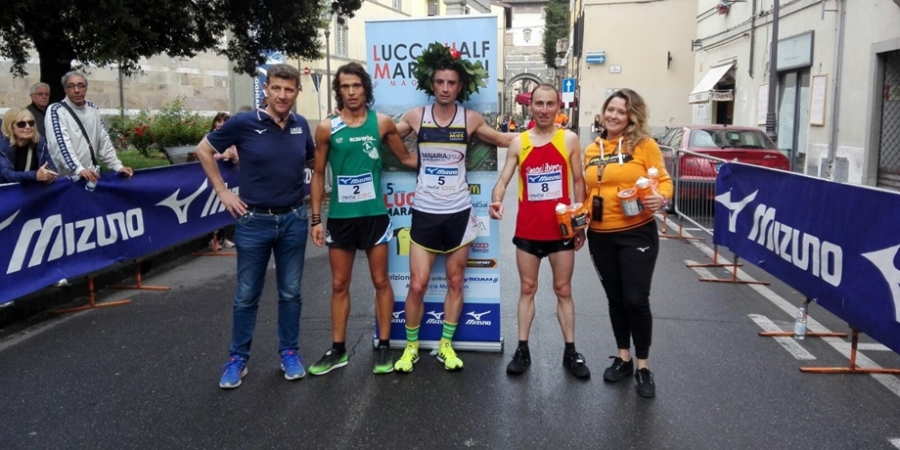 il podio (tutto italiano) della Lucca Half Marathon 2018
