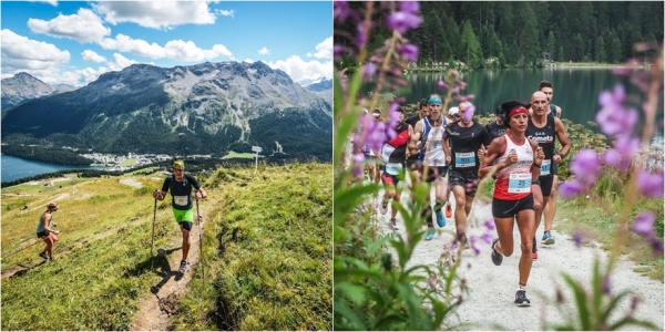 Alcuni spettacolari passaggi delle gare: a sinistra Vertical Sommerlauf, a destra Engadiner Sommerlauf