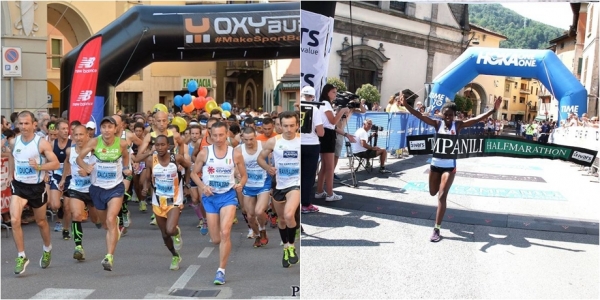 Foto passate edizioni: una partenza (al centro Giorgio Calcaterra), il vittorioso arrivo di Clementine Mukandanga (anno 2019)